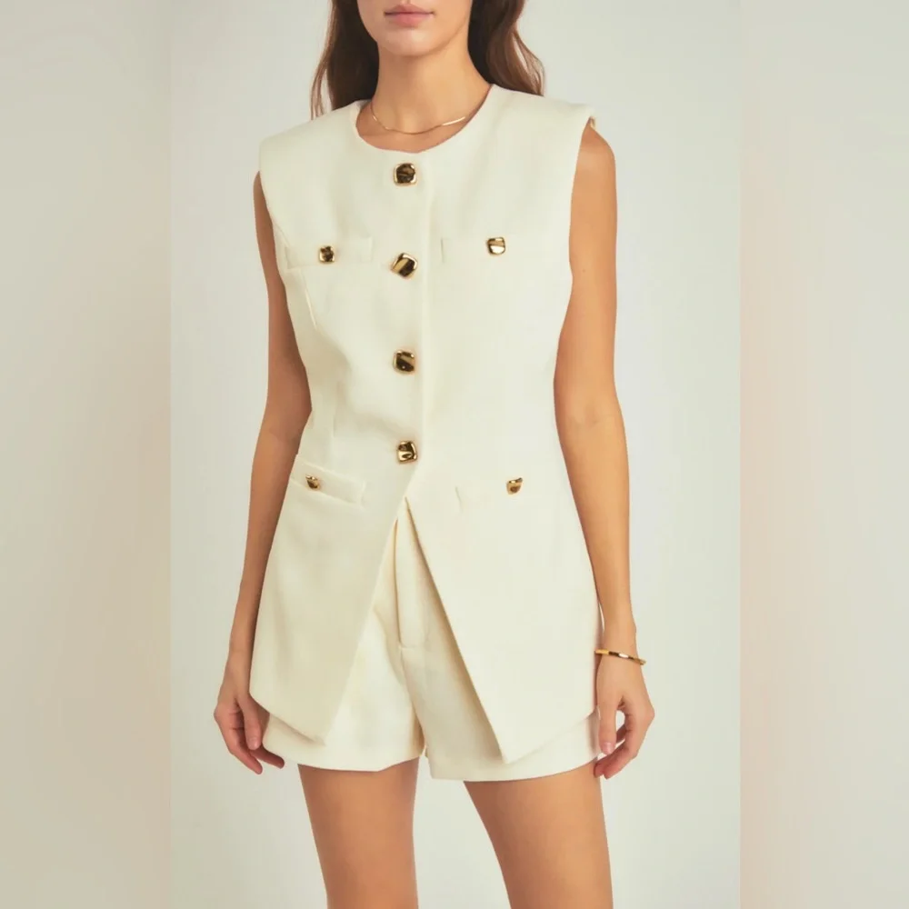 GOLD POINTED LONG VEST - Picture 10 of 11